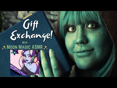 ASMR Gift Exchange! 🎁 Unboxing a Gift from Moon Magic ASMR 👽💚💙(Show and Tell, Assorted Triggers)