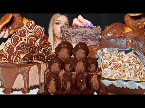 Asmr 🍫 Chocolate Desserts Cake Crepes Pudding Cookies Chocolate bars 초콜릿 디저트 먹방 Eating Sounds