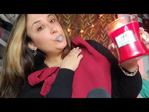 ASMR Candle Crackles, Fabric Scratching, Gum Chewing Haul (Amazon)