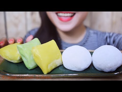 ASMR DURIAN MOCHI AND DURIAN CREPE (STICKY EATING SOUNDS) No Talking | LINH ASMR