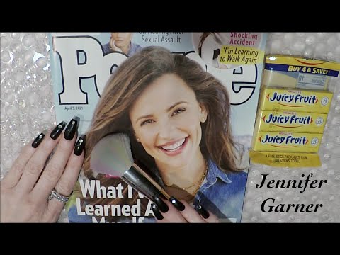 ASMR Intense Gum Chewing Magazine Flip Through | Jennifer Garner | Close Whisper