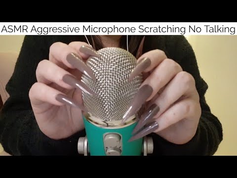 ASMR Aggressive Microphone Scratching with Long Nails-No Talking