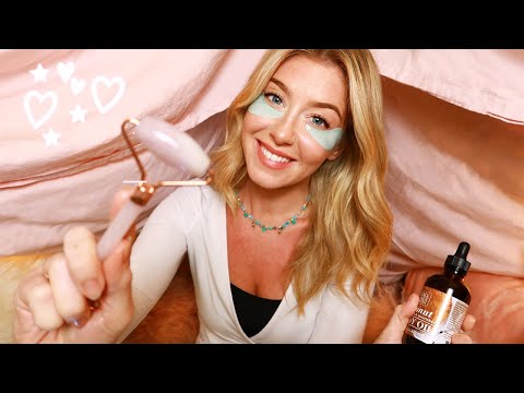ASMR THE OUTRAGEOUSLY...*CUTE* Spa Sleepover | Face Brushing, Hand Massage & Personal Attention