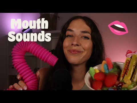 ASMR Mouth Sounds 👄🍬 (tongue clicking, inaudible whispers, spit painting, eating candy)