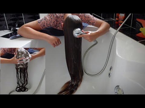 Hair Wash ASMR - Long Hair Over Face Washing (Shampoo Rinsing, Water Sounds, Real Person)
