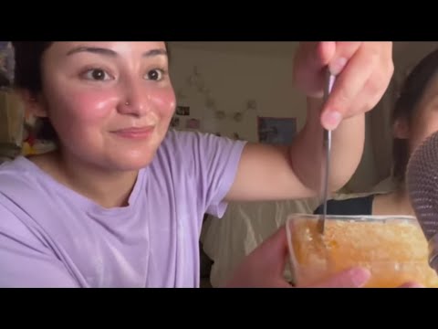 ASMR With My Sister ~ Eating Honey Comb And Mouth Sounds