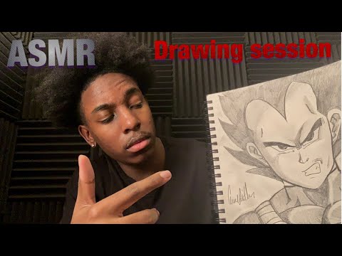 [ASMR] Drawing session // Sketching Vegeta from memory