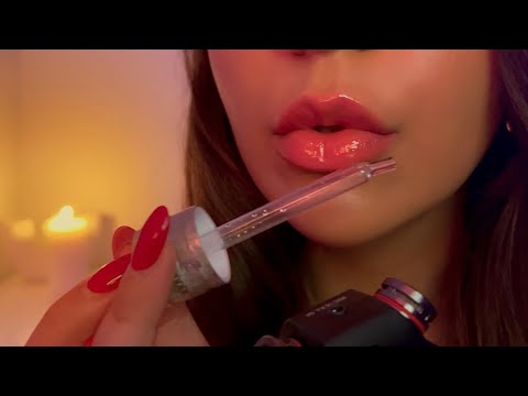 ASMR Mouth Sounds👄| Glass Dropper Nibbling On Tascam Mic💖😴 Hand Movements