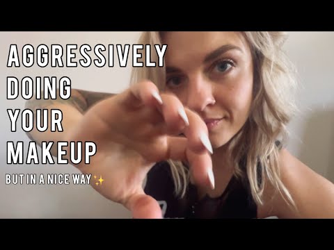 💥ASMR FAST & AGGRESSIVELY DOING YOUR MAKEUP 😌 lofi tapping, mouth sounds, camera attention +