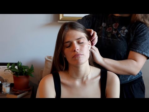 ASMR Tingly Light Touch Massage | Face Touching, Face Brushing & Hair Play | ft. xokatie ASMR