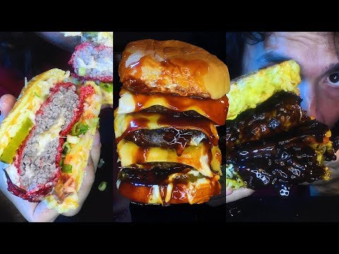 ASMR Eating BURGERS For One Hour No Talking 먹방
