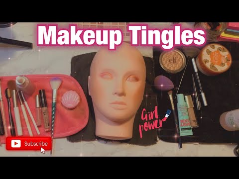 ASMR| Makeup 💄 on mannequin head (whispering, brush sounds, tapping)