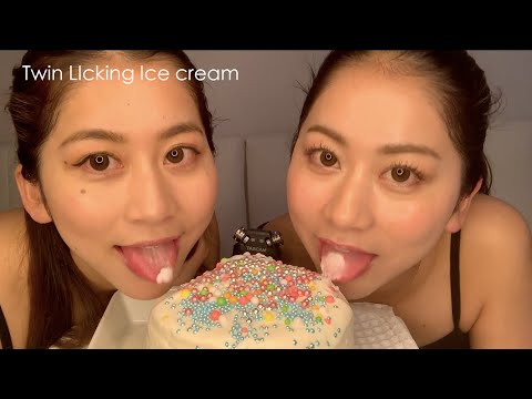 【ASMR】Twin licking Ice cream 【音フェチ】help your sleep