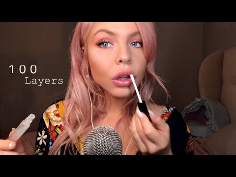 (SOUND EDIT) ASMR APPLYING 100 LAYERS OF LIPGLOSS ~ MOUTH SOUNDS