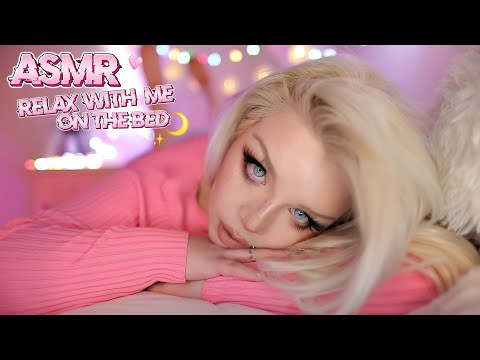 ASMR Relax with me on the bed! ( Soft spoken, whispering, relaxing.. )