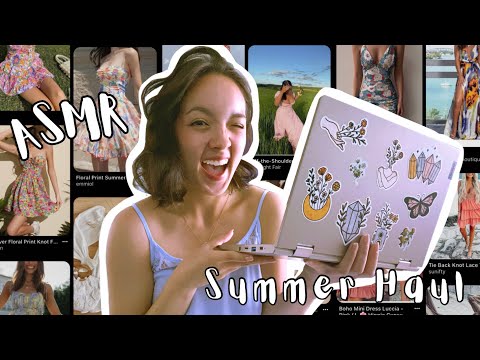 ASMR whispered sundress haul!!! (Summer clothes try on, whispered rambles, fabric scratching) 👗👚👙