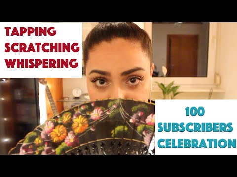 ASMR tapping | mic scratching | gentle whispering | 100 subs celebration