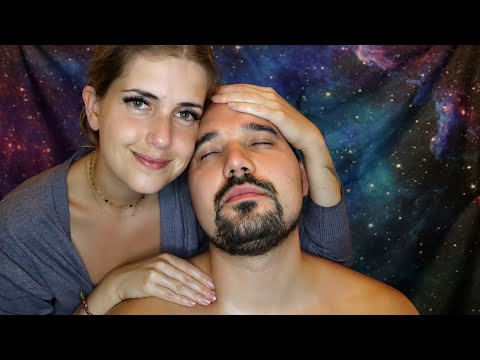 ASMR deutsch | TINGLY Massage for sleep (scalp, neck, shoulder) feat. my husband soft spoken german