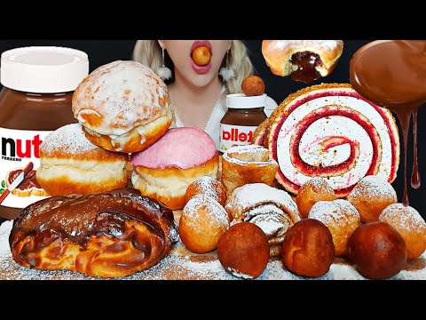 ASMR DONUTS, ECLAIR, PASTRIES with Nutella | EATING SOUNDS | Mukbang