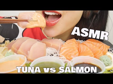 ASMR SASHIMI SALMON vs TUNA (SOFT SQUISHY EATING SOUNDS) NO TALKING | SAS-ASMR
