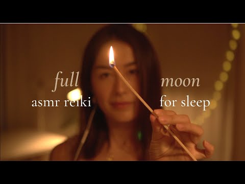 ASMR Full Moon Reiki (Hand movements, plucking, smudging, tarot reading, meditation) 🌕✨