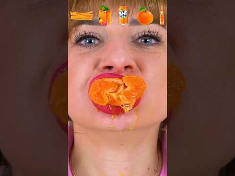 ASMR Eating Orange Food Emoji Mukbang #shorts