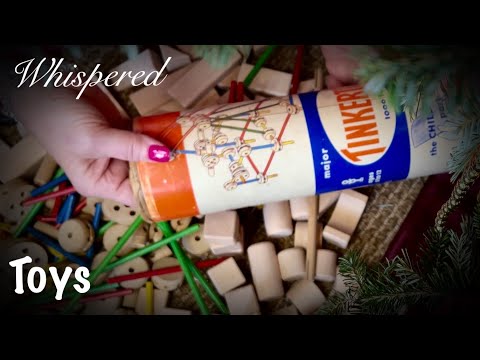 ASMR Wooden Toys! (Unintelligible Whispers) Playing with Tinker Toys & building blocks under tree.