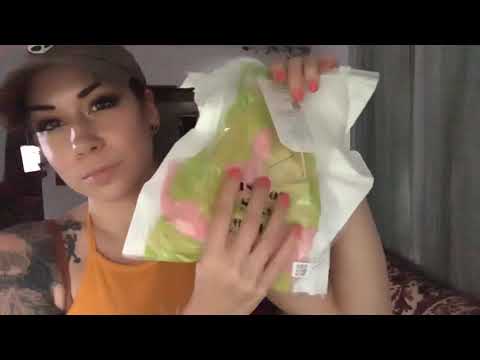 Stormy aliexpress try on Haul (asmr) soft spoken, Crinkling, fabric sounds, rain, thunder