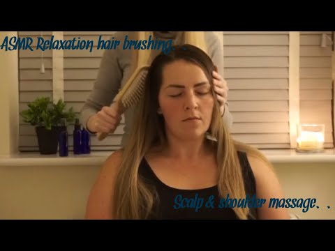 ASMR soothing scalp and shoulder massage | Hair brushing | Soft spoken