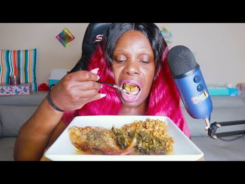 RED SNAPPER NAVY BEANS WITH KALE ASMR EATING SOUNDS