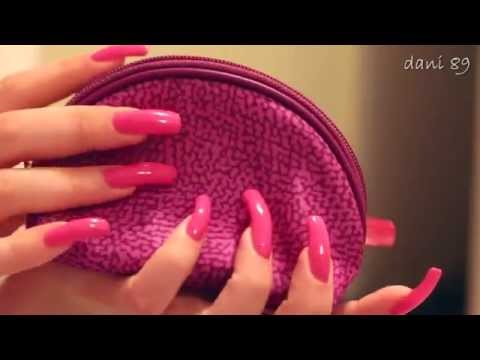 asmr: showing long natural nails with some scratching on my beauty-case