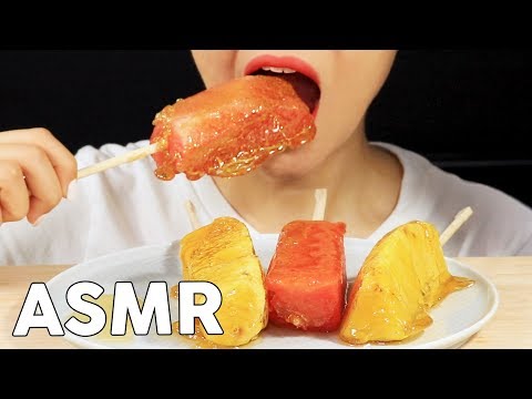 ASMR Candied Watermelon&Pineapple TANGHULU 수박&파인애플 탕후루 먹방🍉🍍 | MINEE EATS