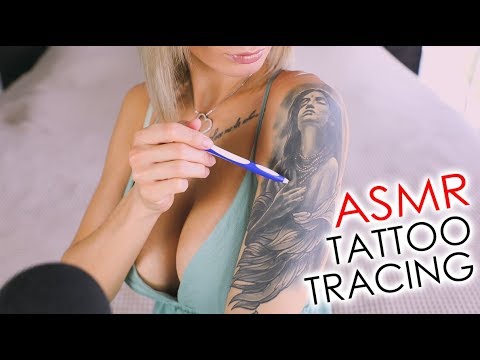 [ASMR] Tattoo Tracing  🧠Meaning of my 🖌Tattoos🖌German Whispering show and tell