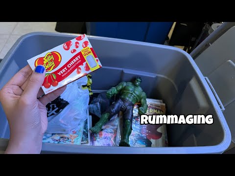 ASMR Rummaging gum chewing though a box I found in my basement Action Figures & Comic Books