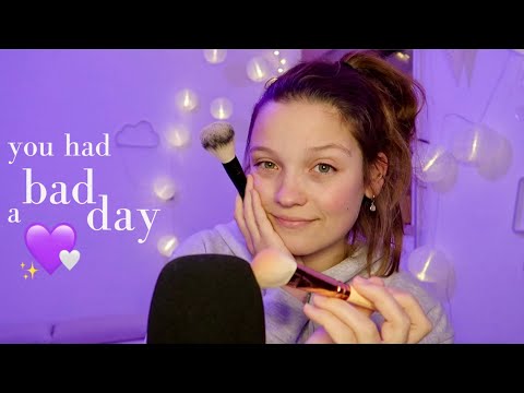 ASMR for when you had a bad day 💜 (Brushing, Personal Attention, Plucking)