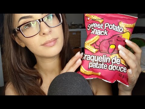 ASMR Trying Asian Snack Foods (crunchy eating sounds) 🍩