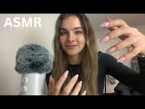 ASMR | relaxing hand movements & visual triggers (brushing your face, mouth sounds) ✨