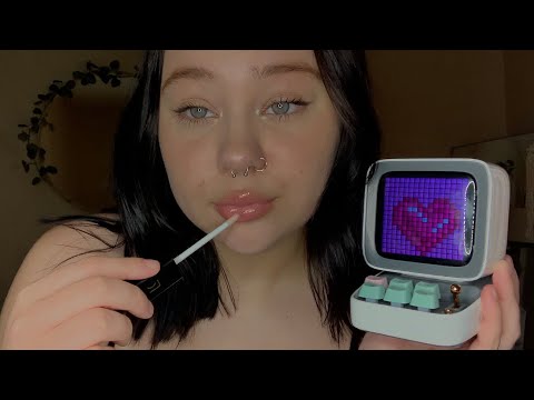 ASMR | tingly lipgloss application + mouth sounds (ft. DIVOOM)