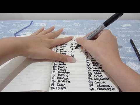 ASMR Writing Triggers:  Baby Names - Sharpie Sounds, Page Turning