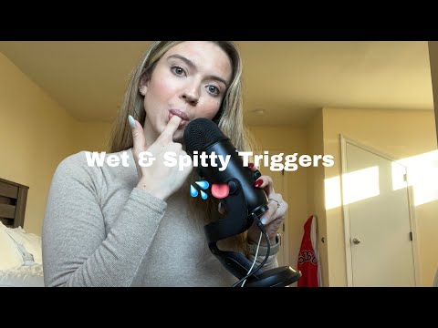 ASMR| Finger Licking Trigger Words with Hand Licklng, & Spit Visualizations