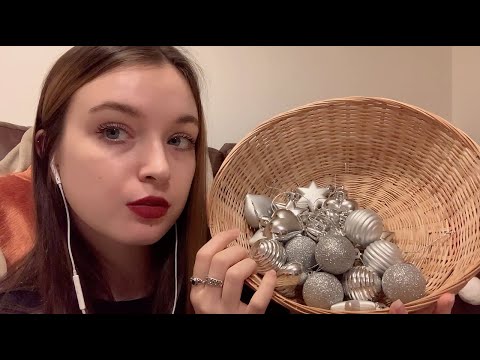 ASMR with baubles (background ambiance, whispers, rattling, tapping, lofi)