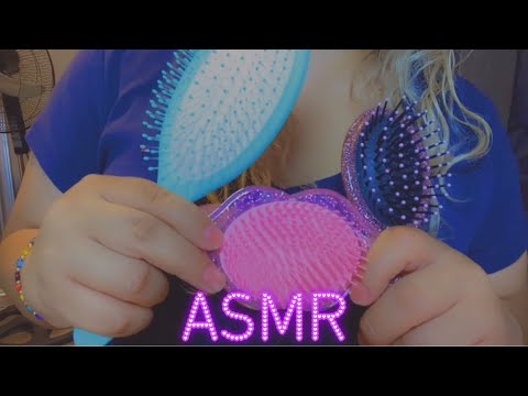 ASMR| Satisfying hairbrush bristles sounds with some tapping- soft gum chewing 😴