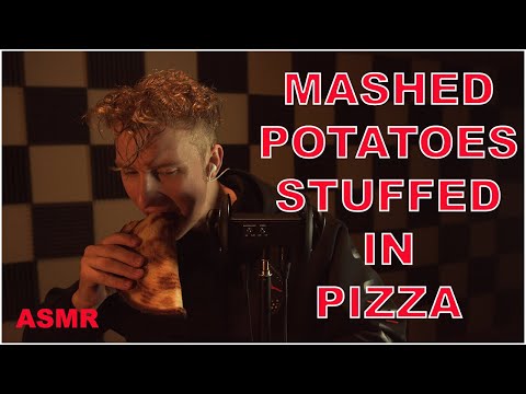 Sweetcorn, Mashed Potatoes, and Shredded Chicken Stuffed in a Pizza Folded like a Taco (ASMR)