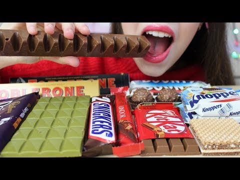 ASMR CHOCOLATE Eating (CRUNCHY & CHEWY Eating Sounds) No Talking | Toblerone, Bounty, KitKat