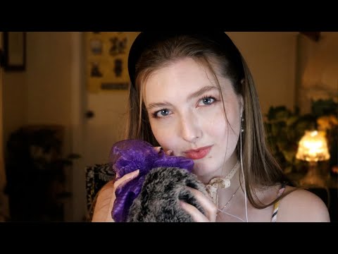 ASMR Unintelligible Whispers & Loofah Sounds ✨