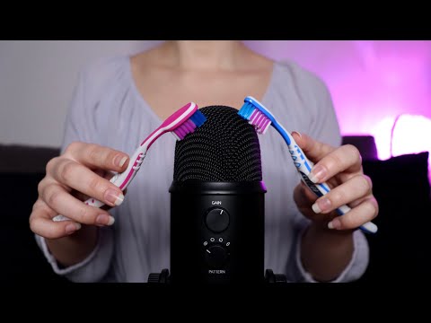 ASMR - Microphone Brushing With Toothbrushes (With & Without Windscreen) [No Talking]