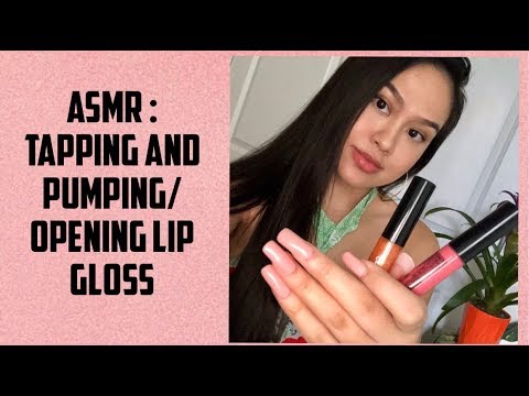ASMR: Lip Gloss Pumping Sounds, Gum Snapping, Tapping with Long Nails 💤💋