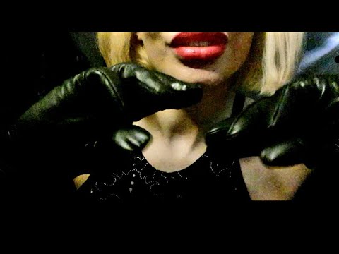 ASMR leather gloves hand movment sounds and gentle whispering to give you tingles