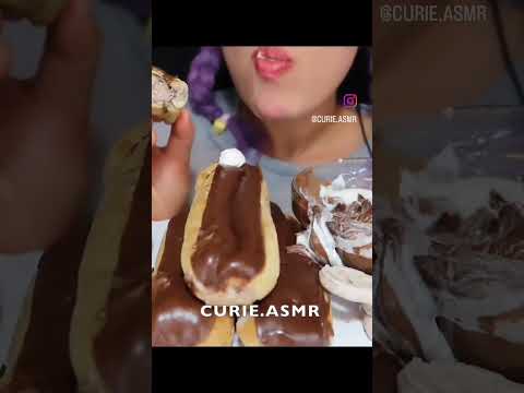 Choco filled Eclais with nutella #asmr #mukbang #eclair
