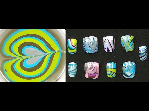 ASMR Binaural Water Marble Nail Art Tutorial:  Ear to Ear Nail Polish Art For Beginners